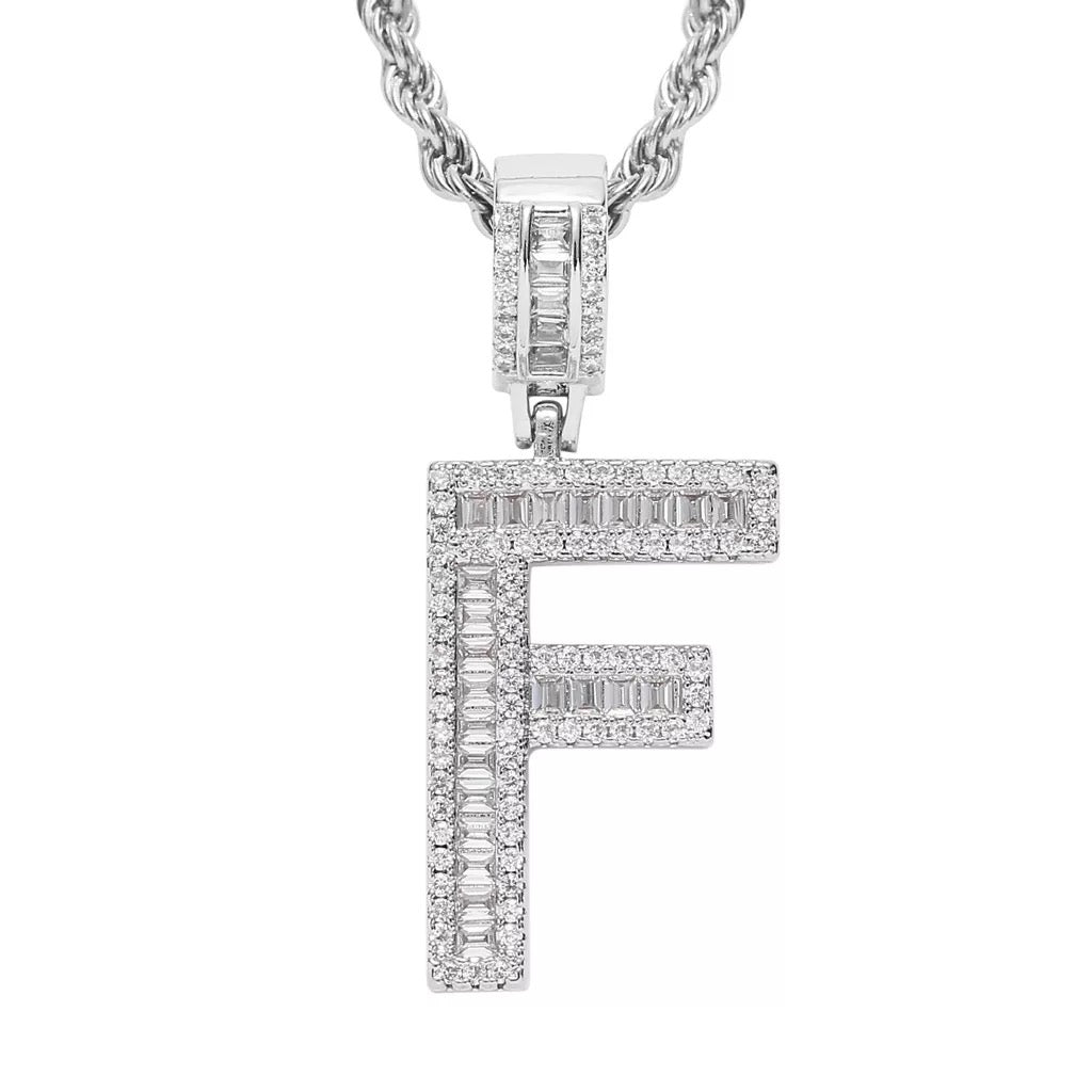 Letter Necklace Iced Out Name Necklace White Gold