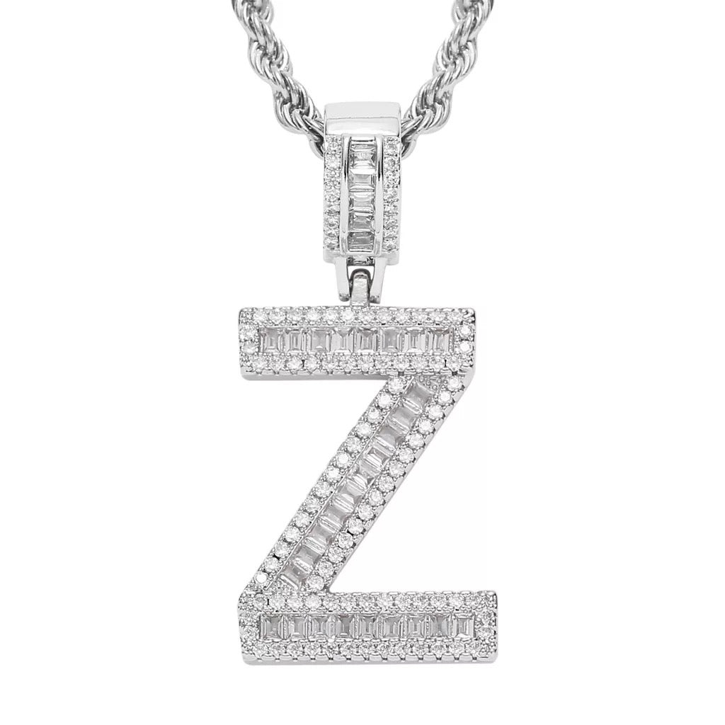 Letter Necklace Iced Out Name Necklace White Gold