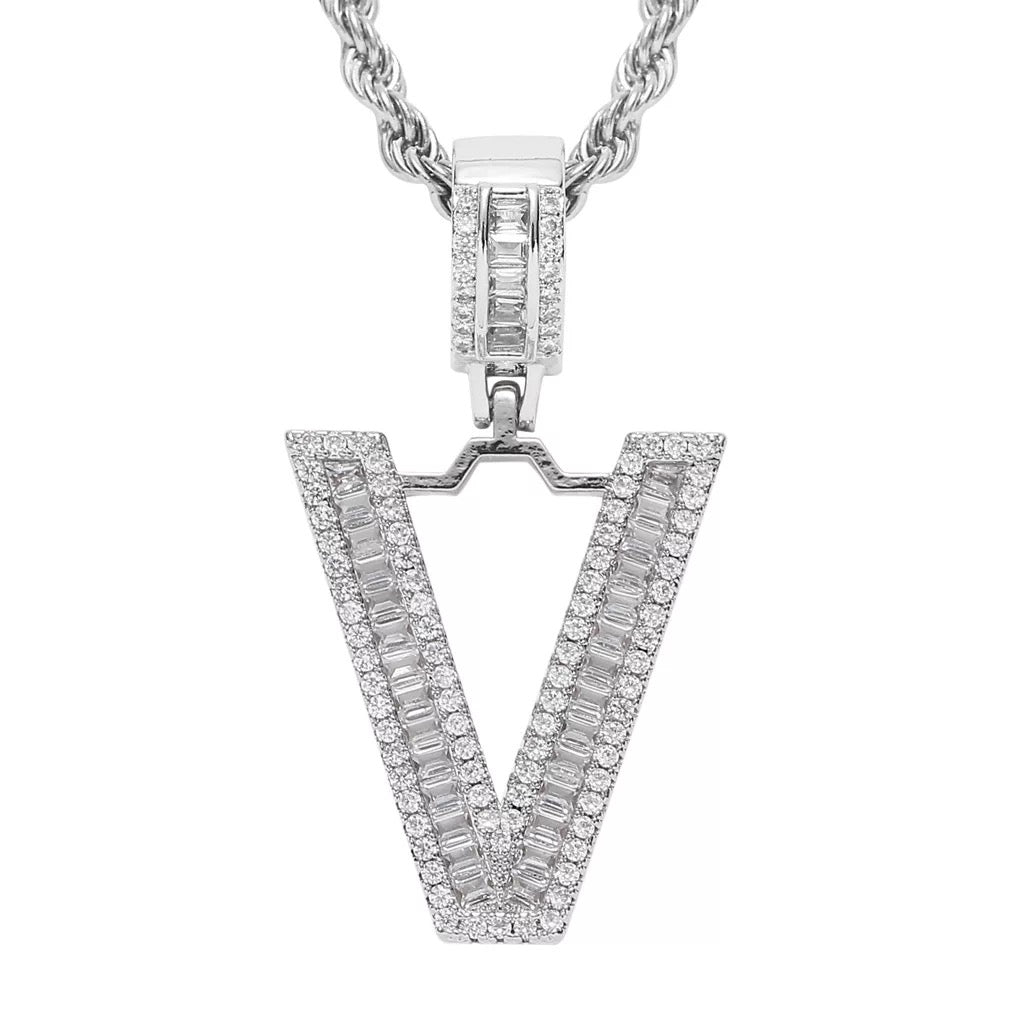 Letter Necklace Iced Out Name Necklace White Gold