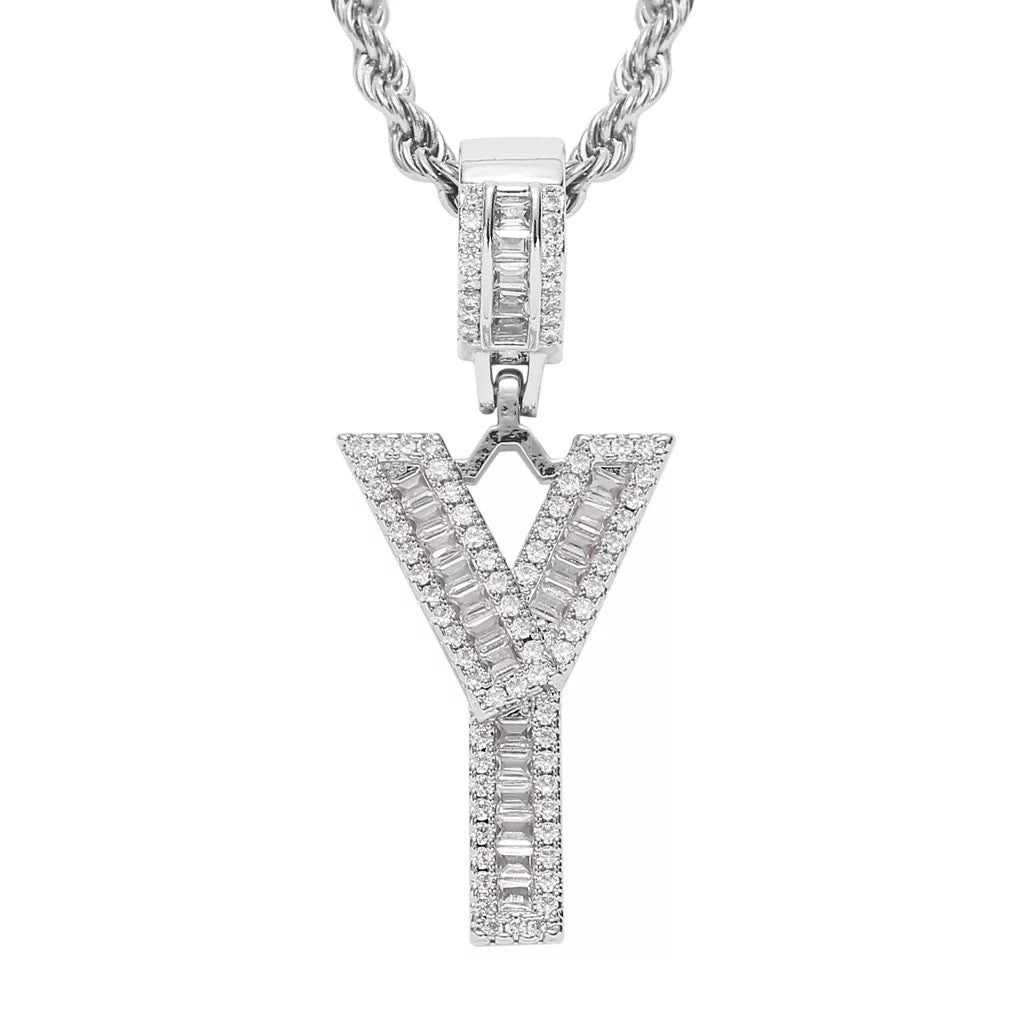 Letter Necklace Iced Out Name Necklace White Gold