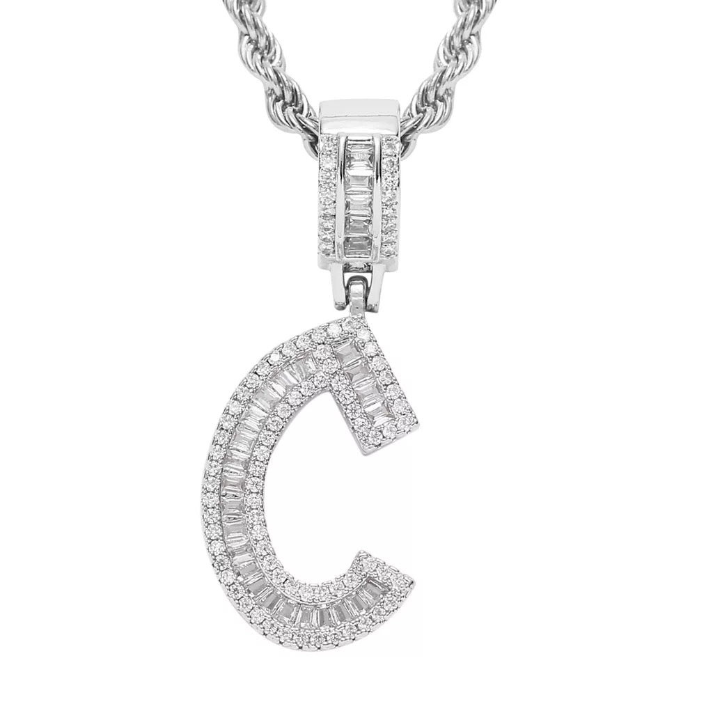 Letter Necklace Iced Out Name Necklace White Gold