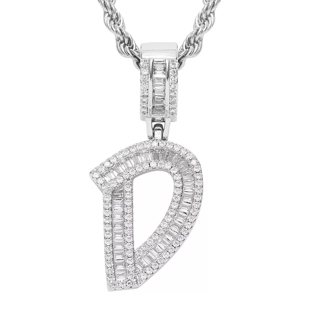 Letter Necklace Iced Out Name Necklace White Gold