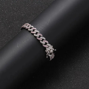 Cuban Link Iced Out Bracelet silver - rose/silver -