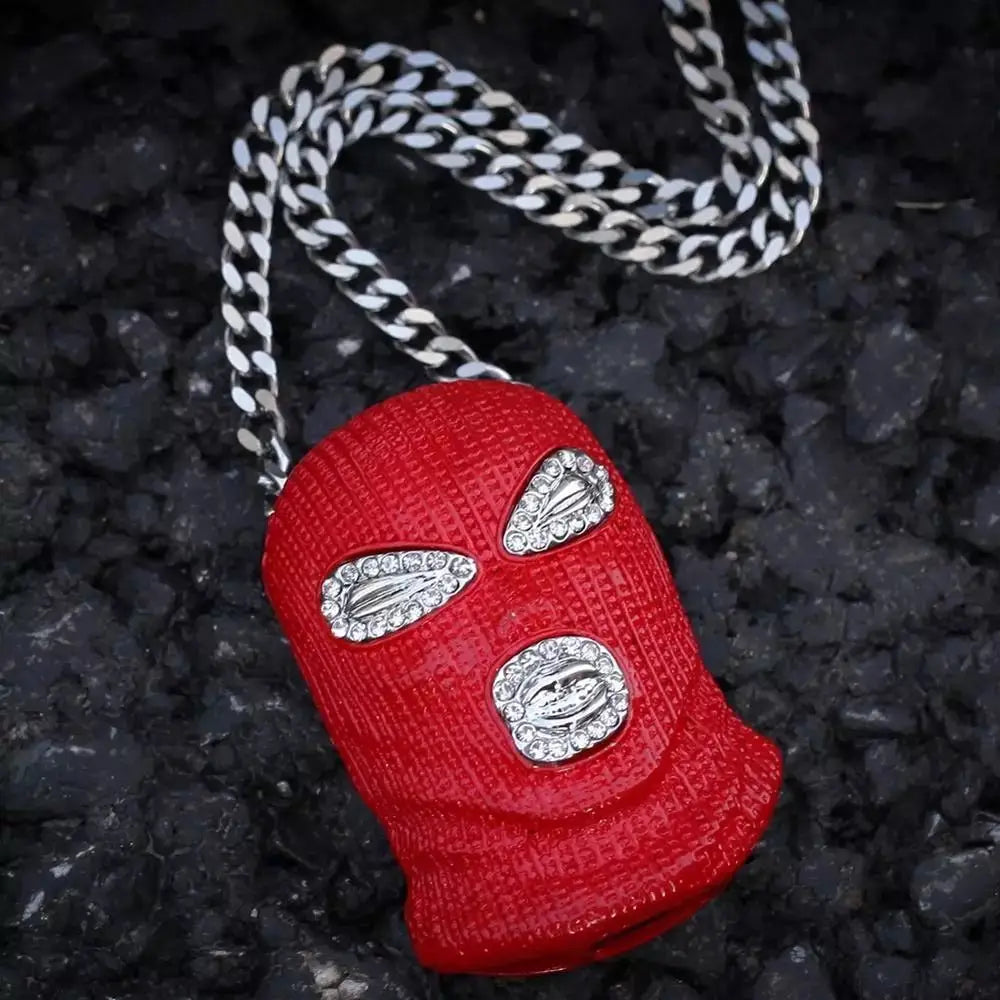 HipHop Halskette Maskierter Gangster Rot - HipHop Halskette