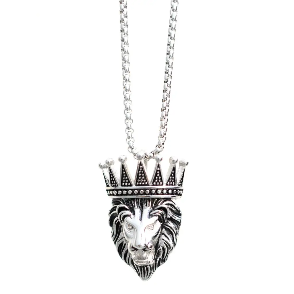 Jimmy Santoro Löwen Halskette Silber mit Krone - Löwen King
