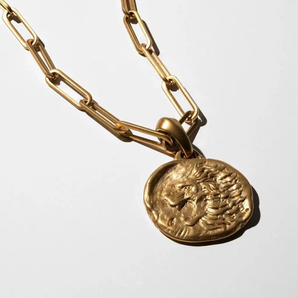 Jimmy Santoro Löwen Medaillon Anhänger Halskette Gold -