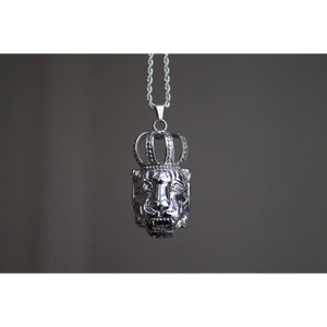 Jimmy Santoro Tiger Halskette mit Krone aus Edelstahl Silber