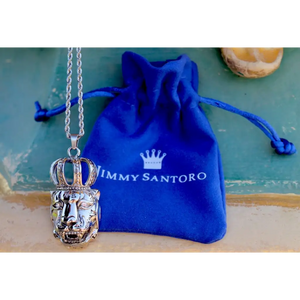 Jimmy Santoro Tiger Halskette mit Krone aus Edelstahl Silber