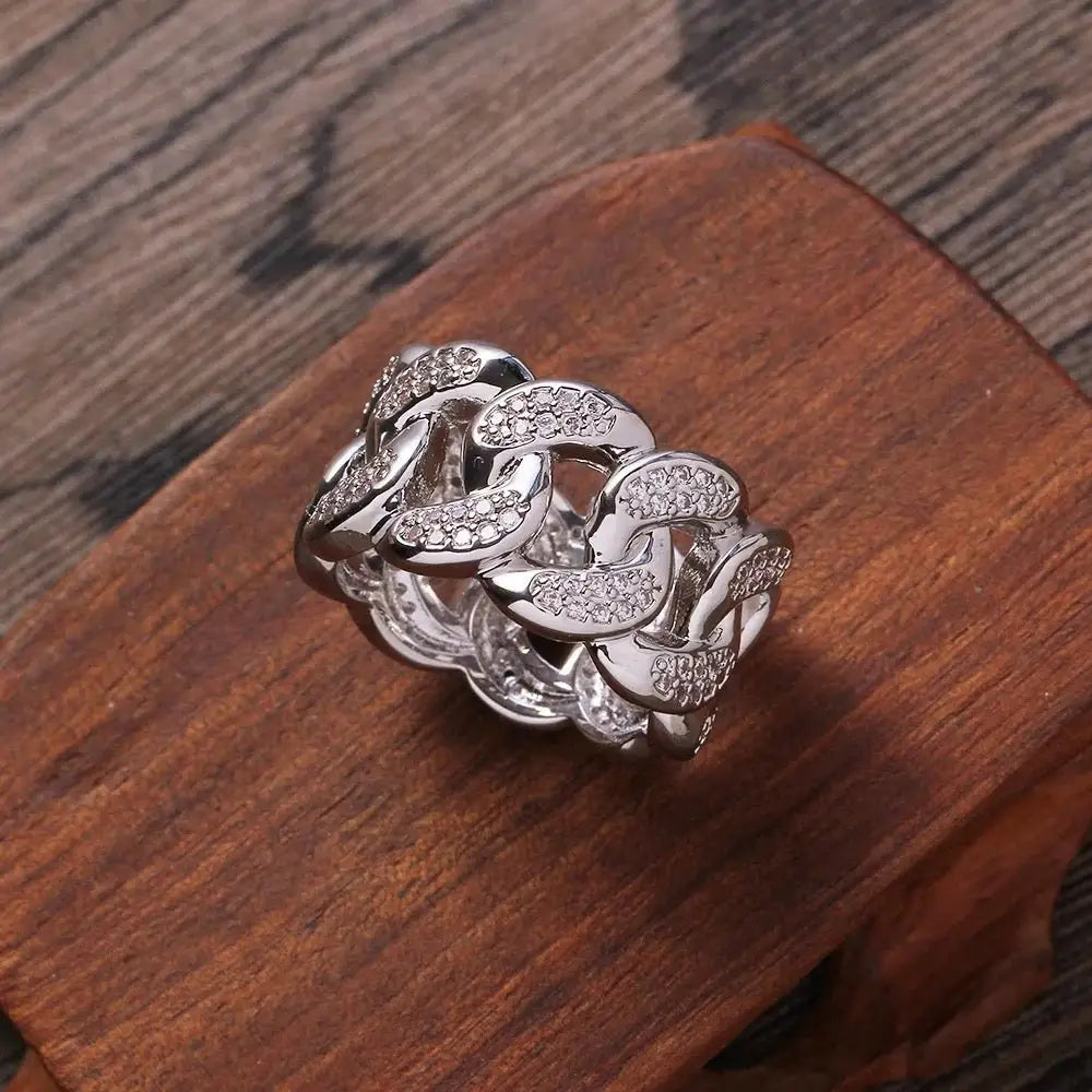 Kubanischer Diamond Ring Weißgold / Silber Zirkonia Schmuck