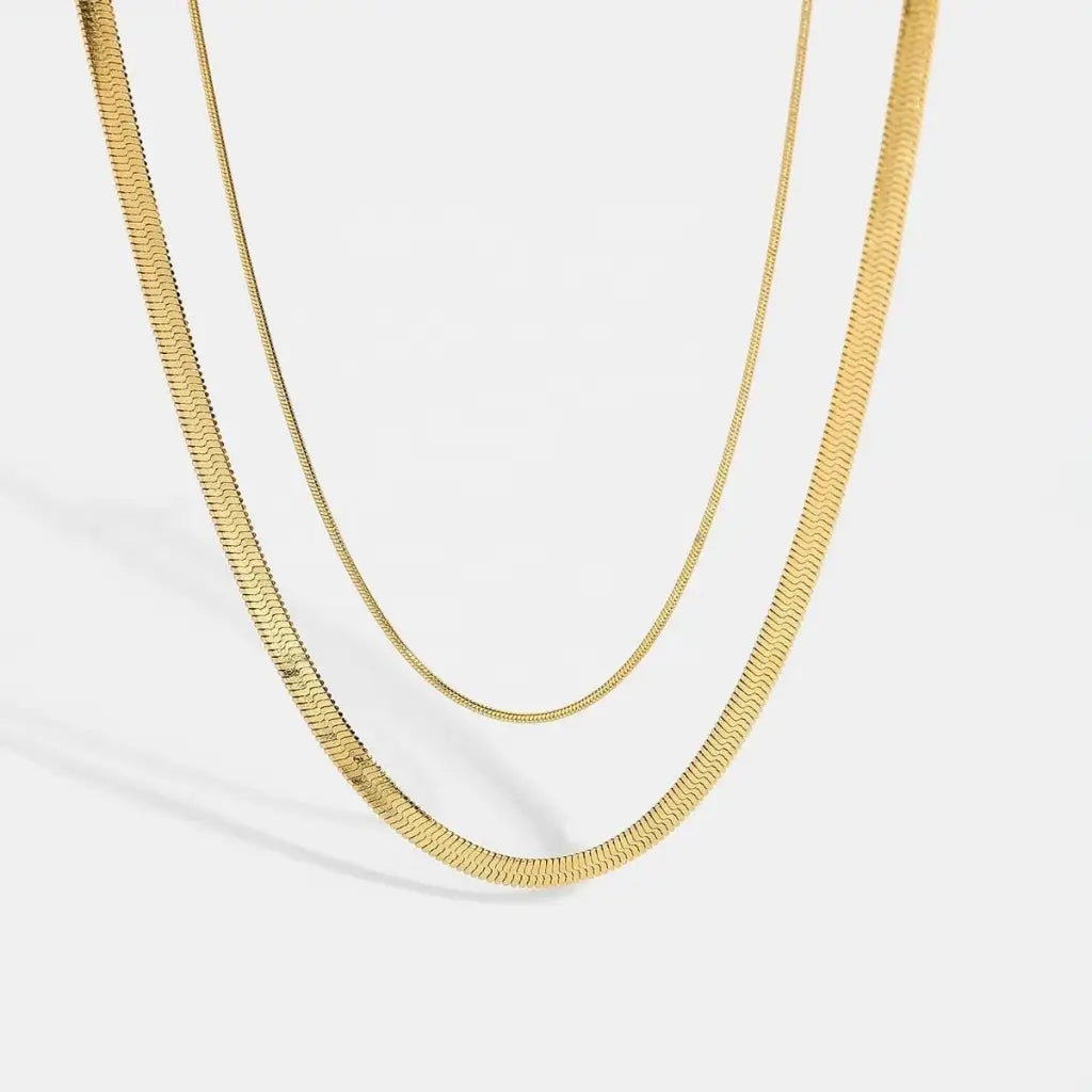 Snake Halskette flach 14k Choker / Gold / Silber - Gold -