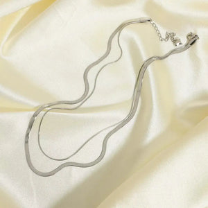 Snake Halskette flach 14k Choker / Gold / Silber - Silber -