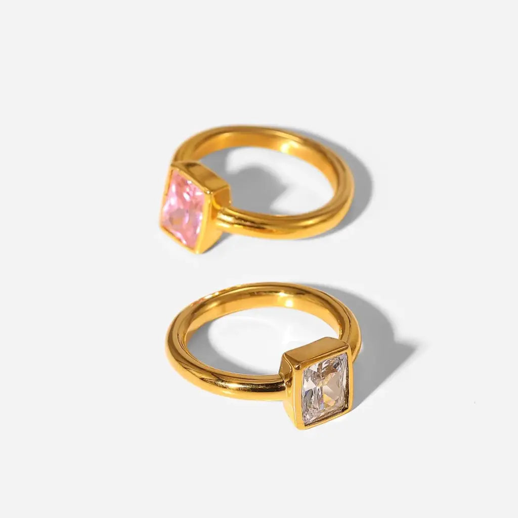 Vintage Ring Gold Damen CZ Stone French Design - Vintage