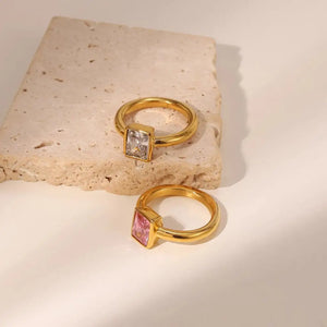 Vintage Ring Gold Damen CZ Stone French Design - Vintage